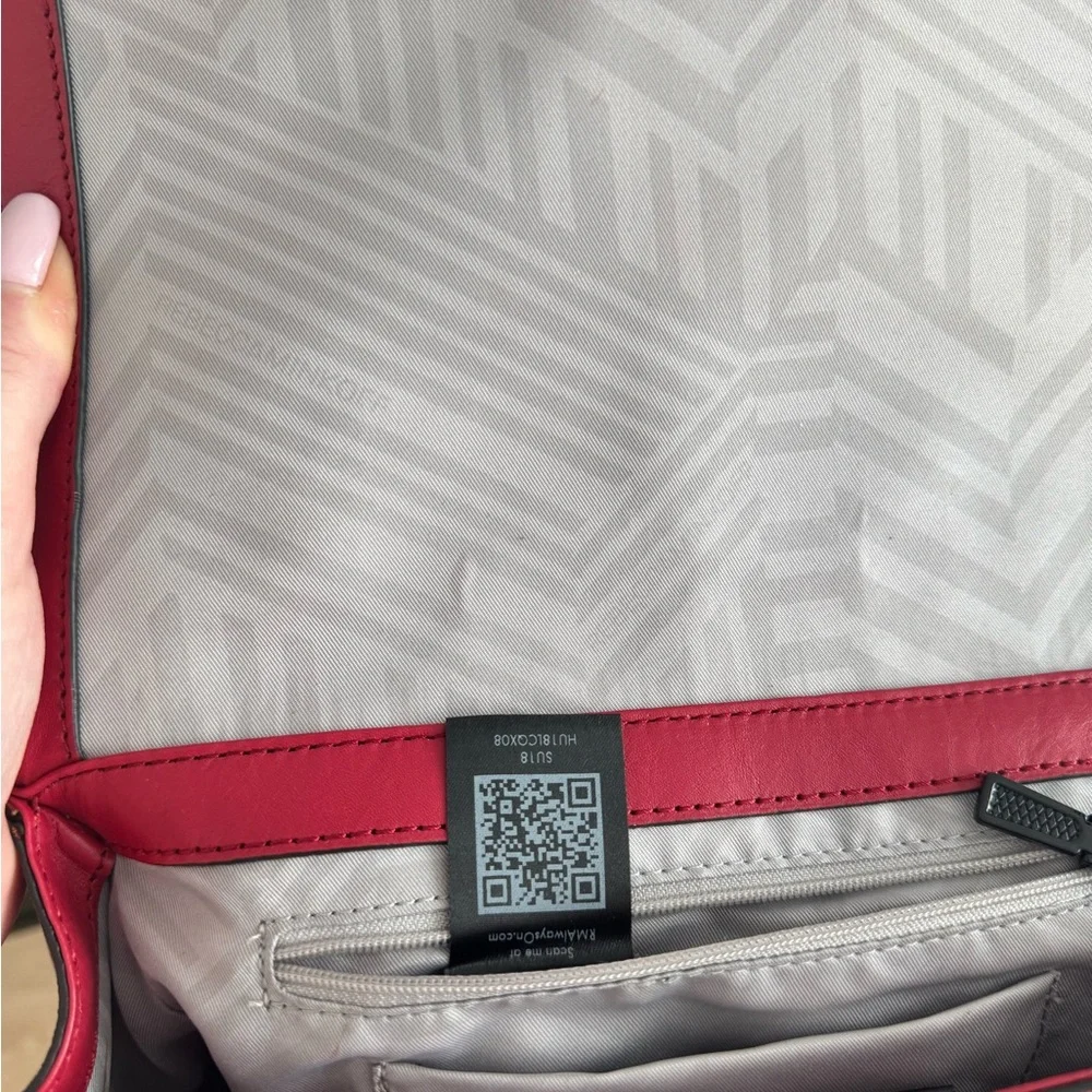 Rebecca Minkoff Leather Chevron Quilted Crossbody Flap Boy Bag Red Silver - Picture 7 of 12